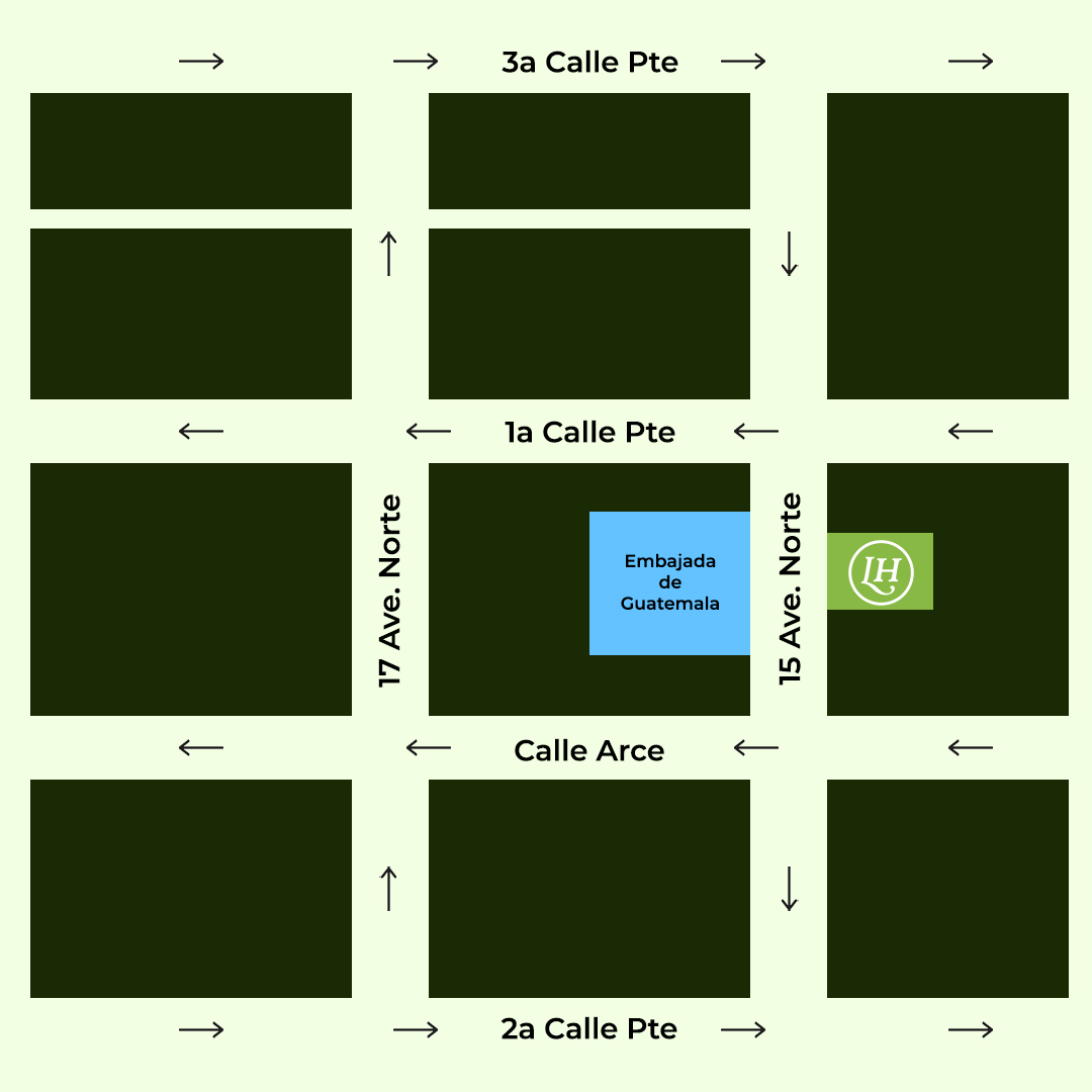Croquis de ubicación del parqueo frente a Lorenzo Hotel
